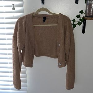 wild fable brown cropped button up cardigan